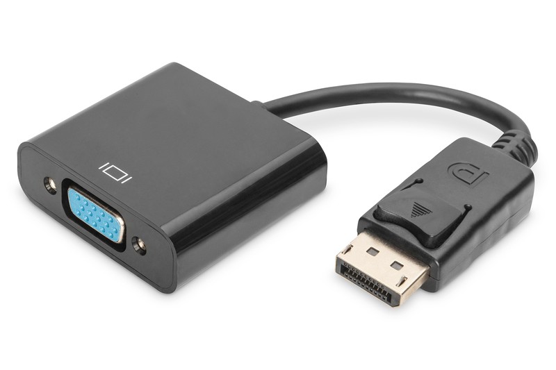 Kabel adapter Displayport z zatrzaskiem 1080p 60Hz FHD Typ DP/DSUB15 M/Ż 0,15m Czarny 