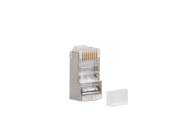 Wtyk sieciowy RJ45 8P8C kat.6 FTP (100szt) z prowadnicą do linki i do drutu