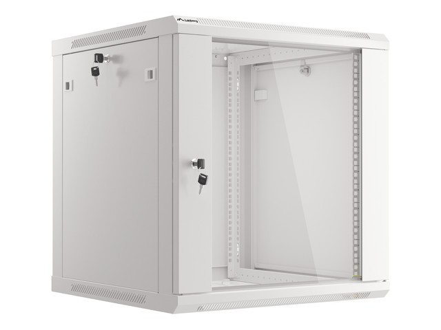 Szafa instalacyjna wisząca 19 cali 12U 600X600mm szara (drzwi szklane)