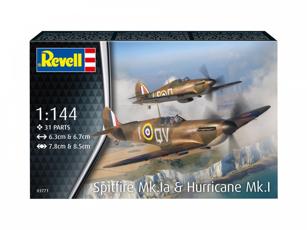 Model plastikowy Samolot Supermarine Spitfire MkIa&H.Huriccane 1/144 