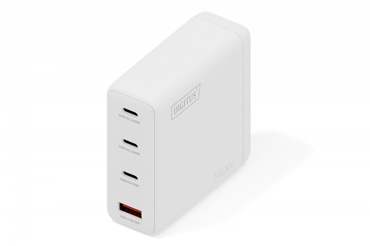 Ładowarka sieciowa GaN II 140W | 3x USB-C, 1x USB-A | PD 3.0, QC 3.0 | Biała