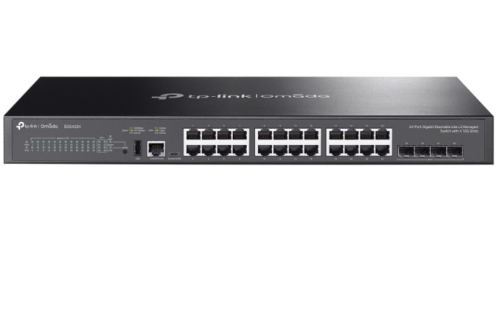 Przełącznik zarządzalny Omada 24-Port Gb Stackable Lite L3 SG5428X 24× Gigabit RJ45 Ports, 4× 10G SFP+ Slots, RJ45/USB Type C Console Port