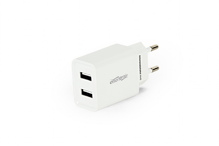 Ładowarka 2 portowa USB 2.1A biała