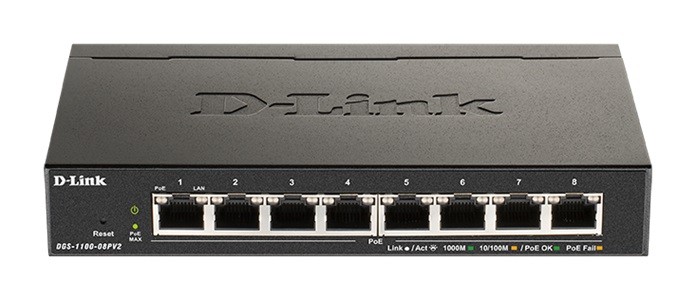 Przełącznik Smart DGS-1100-08PV2 8xGE PoE 