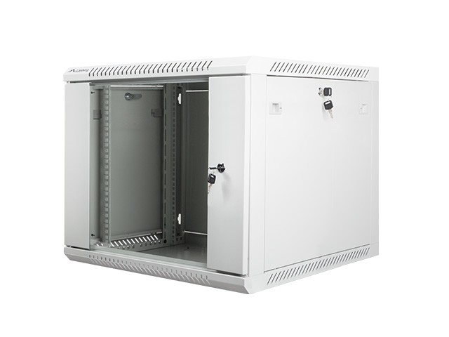 Szafa instalacyjna wisząca 19 cali 9U 600X600mm szara (drzwi szklane)
