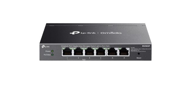 Przełącznik Omada 6-Port ES206GP  Easy Managed Switch with 4-Port PoE+    PORT: 4× Gigabit PoE+ Ports, 2x Gigabit Non-PoE Ports    