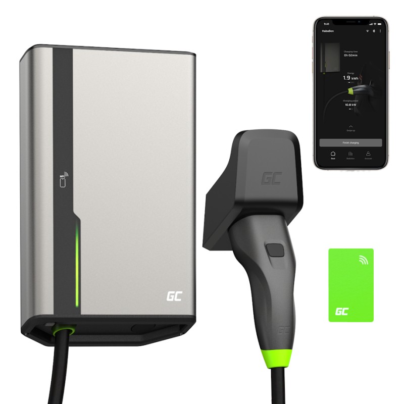 Stacja ładująca HabuDen Wallbox 22kW 32A z NFC/RFID Kabel 7,5m Typ 2