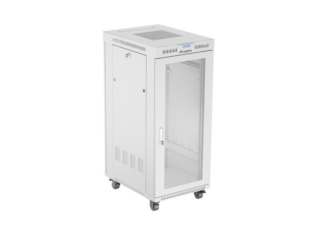 Szafa instalacyjna rack stojąca 19 cali 27U 600x800 drzwi perforowane LCD szara (Flat pack)