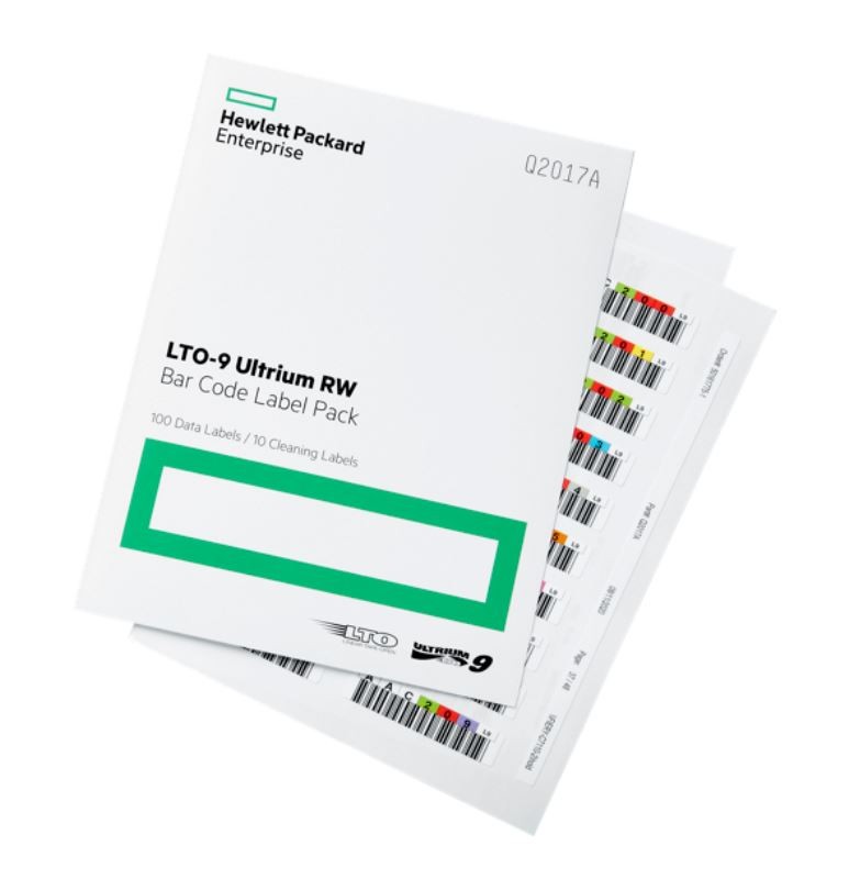 Pakiet etykiet z kodami kreskowymi HPE LTO-9 Ultrium RW Q2017A 