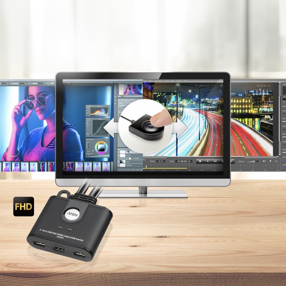 Przełącznik 2 portowy USB VGA FHD HDMI KVM Switch
