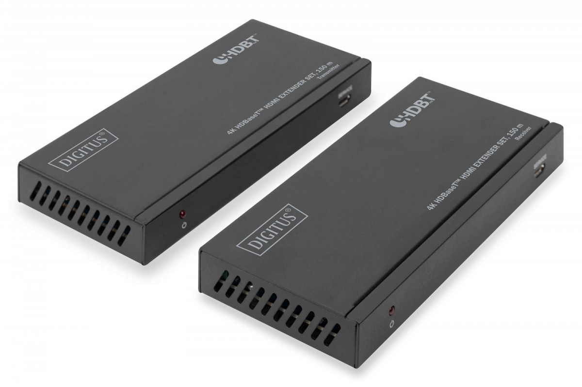 Przedłużacz / Extender HDMI HDBaseT 150m kat.5e/6/74K 60Hz PoC (Power over Cable) IR audio (zestaw)