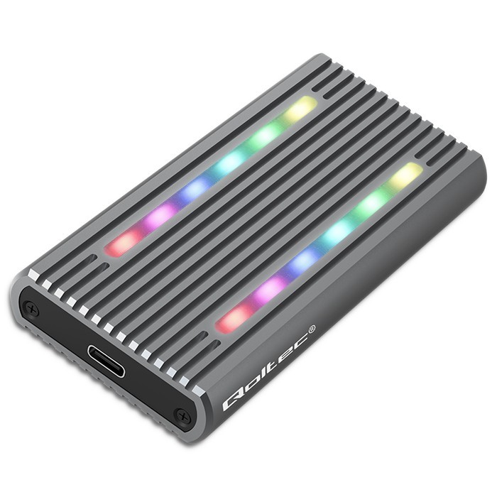 Obudowa | kieszeń na dysk M.2 SSD | SATA | NVMe | RGB LED | USB-C| 4TB 