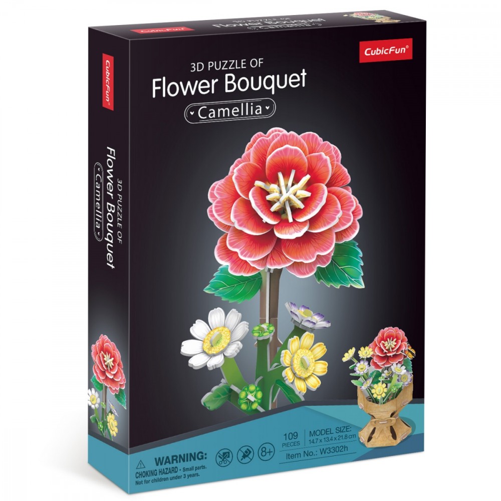 Puzzle 3D Bukiet kwiatów - Kamelie