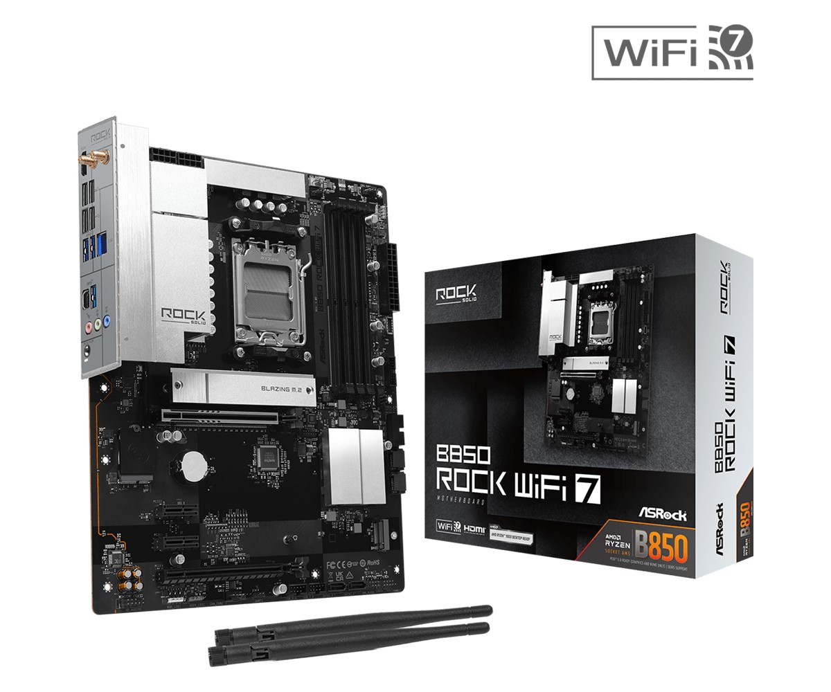 Płyta główna B850 ROCK WIFI 7 AM5 4DDR5 ATX 