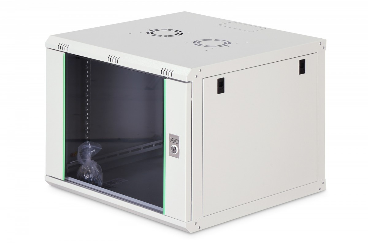 Szafa sieciowa wisząca Dynamic 19" 9U rack 474x600x600mm, drzwi szyba, szara, niezłożona, 60kg
