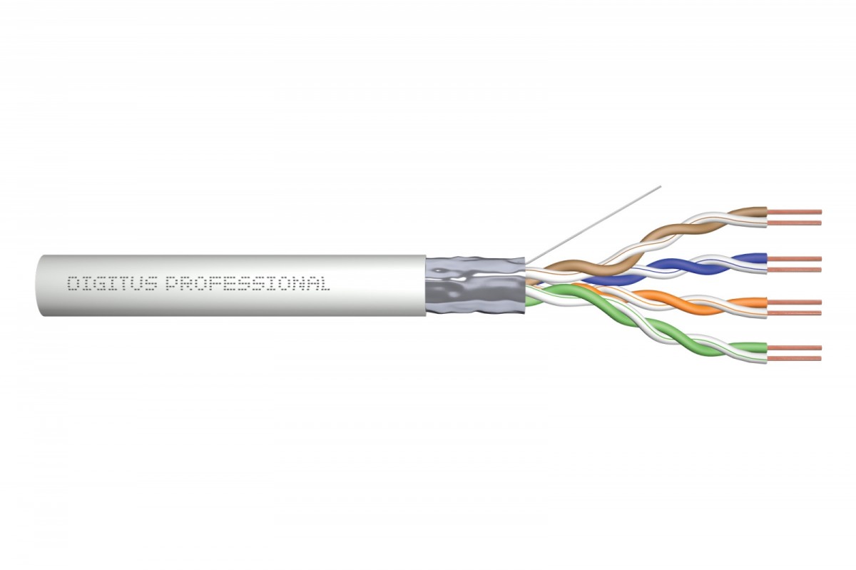 Kabel teleinformatyczny instalacyjny kat.5e, F/UTP, Eca, drut, AWG 24/1, PVC, 305m, karton, szary