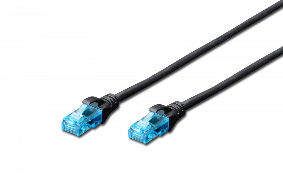 Patch cord U/UTP kat.5e PVC 10m Czarny 