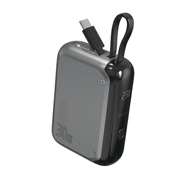 Powerbank Pocket 30W 10000mAh wbudowany kabel USB-C 15cm 