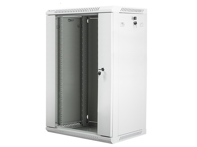 Szafa instalacyjna wisząca 19 cali 18U 600X450mm szara (drzwi szklane)