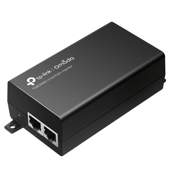 Injector Adapter Omada 2.5G PoE+  PORT: 1× 2.5G PoE Port, 1× 2.5G Non-PoE Port POE260S