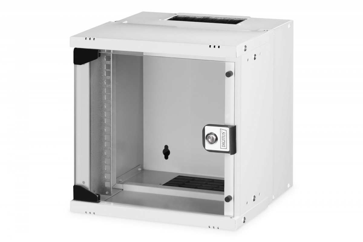 Szafa sieciowa wisząca 10 cali 6U, SOHO PRO 324 x 316 x 298 mm, nośność 60kg, drzwi szyba, niezłożona, Szara