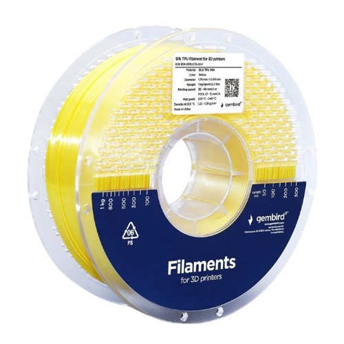 Filament TPU jedwabny, 1,75 mm, 1 kg, żółty