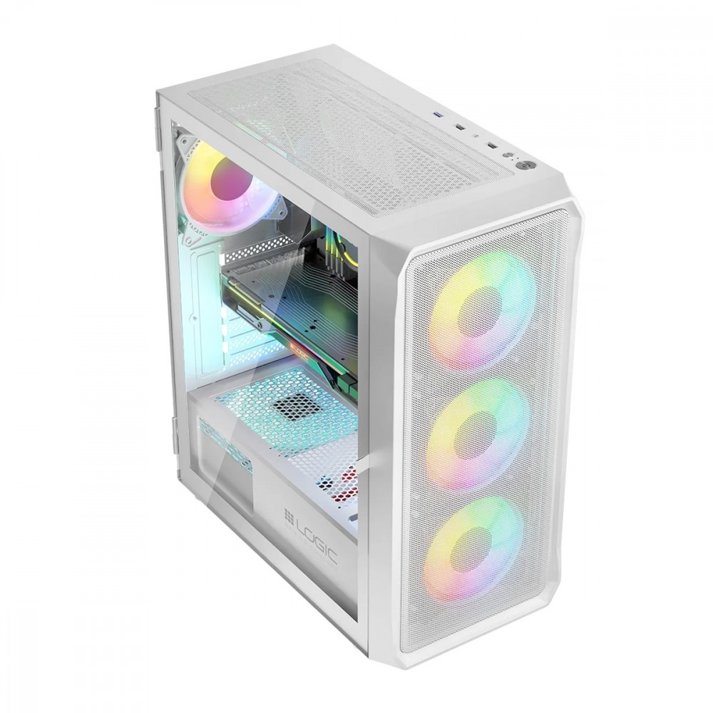 Obudowa Komputerowa Logic Portos ARGB Midi USB 3.0 Biała 