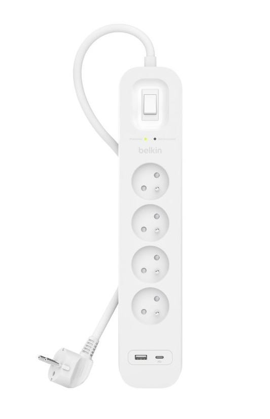 Listwa przeciwprzepięciowa SurgePlus 4xFR 1xUSB-A 1xUSB-C 525J 2M 