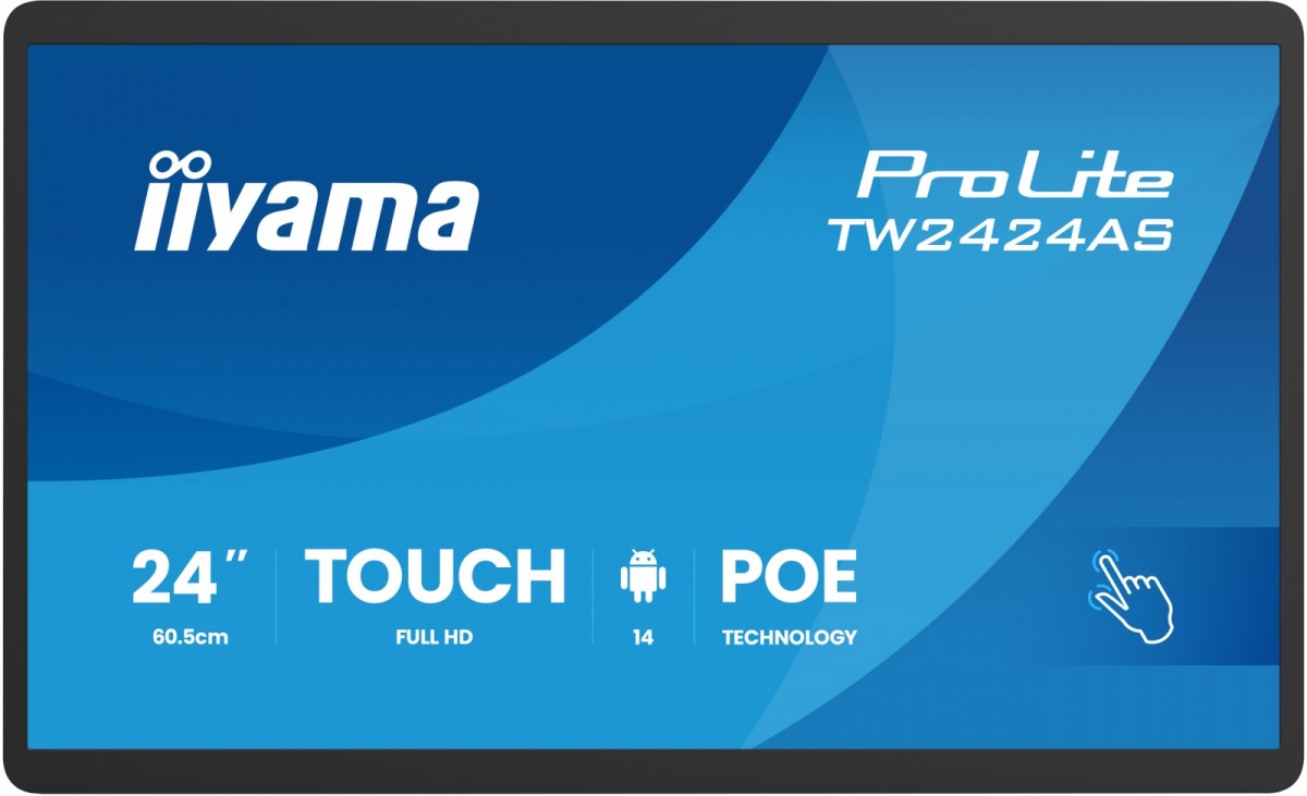 Monitor 23.8 cala ProLite TW2424AS-B3P POJ.10PKT.24/7,ANDROID14, IPS, USB-C,   2x5W, RJ45,dubbele microfoon, antireflectiecoating, PoE, iiSignage