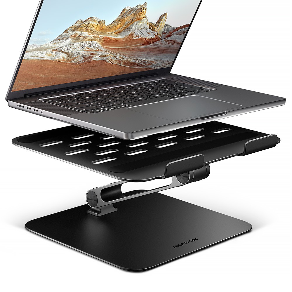 STND-LQB Podstawka do laptopów aluminiowa 10-17,3 cala regulowane kąty nachylenia, Czarna