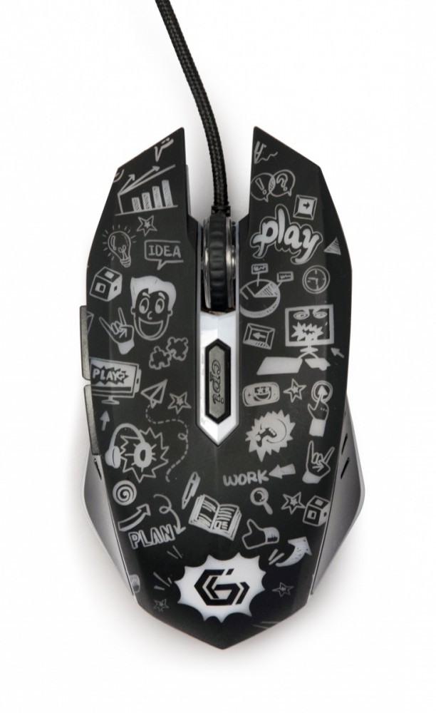 Mysz optyczna LED, 6-przyciskowa, USB, czarna 
