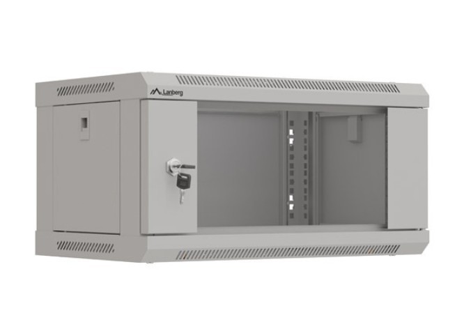 Szafa instalacyjna rack wisząca 19" 4U 540x350 szara drzwi przeszklone (flat pack)