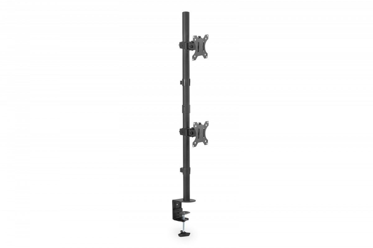 Uchwyt biurkowy pionowy 2xLCD max. 32 cale 8kg, zaciskowy, czarny