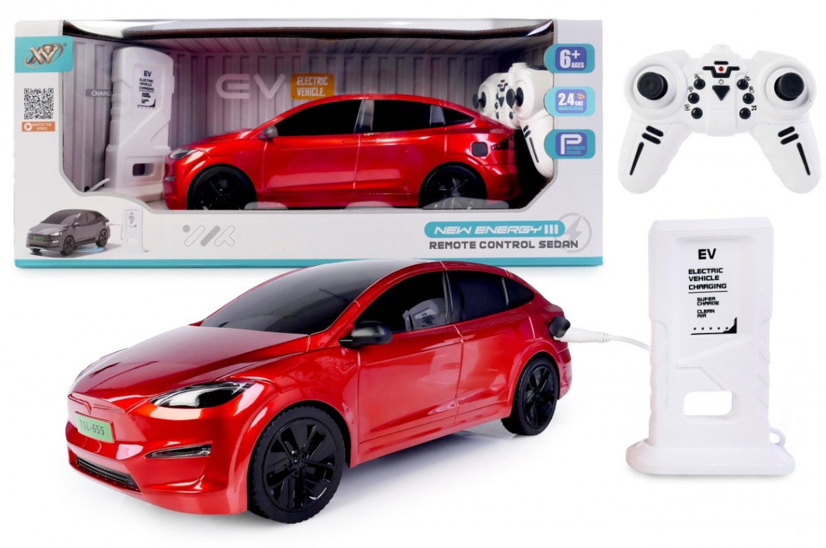 Auto R/C ze stacją ładowania czerwone 