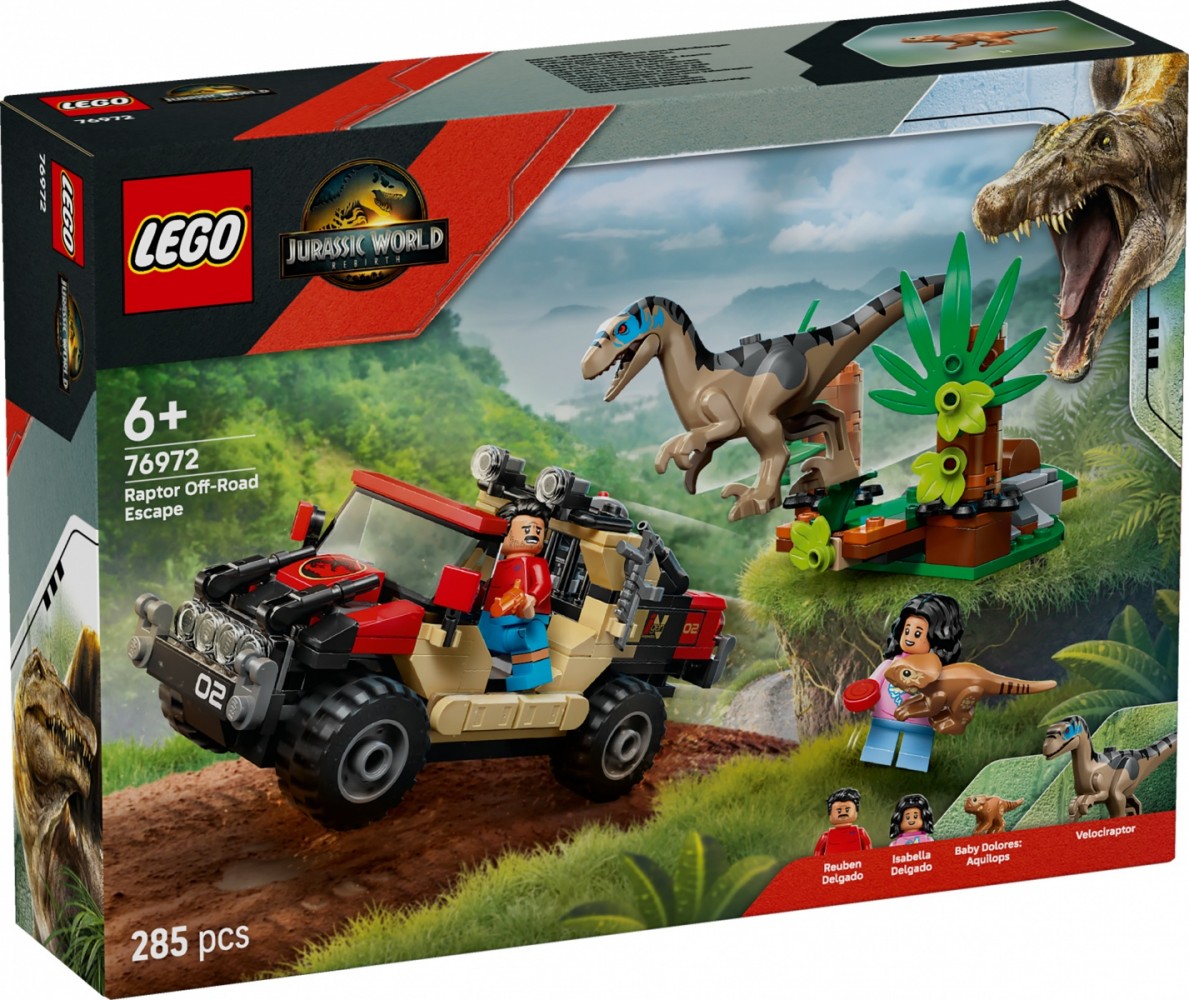 Klocki Jurassic World 76972 Ucieczka terenówką przed raptorem