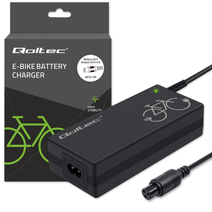 Ładowarka do roweru elektrycznego 36V | 42V | 2A | GX12-3Pin + kabel zasilający 