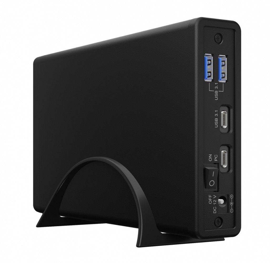 Obudowa IB-382H-C31 2,5/3,5 HDD z wbudowanym HUB 1xUSB-C, 2xUSB -A,  12V2A