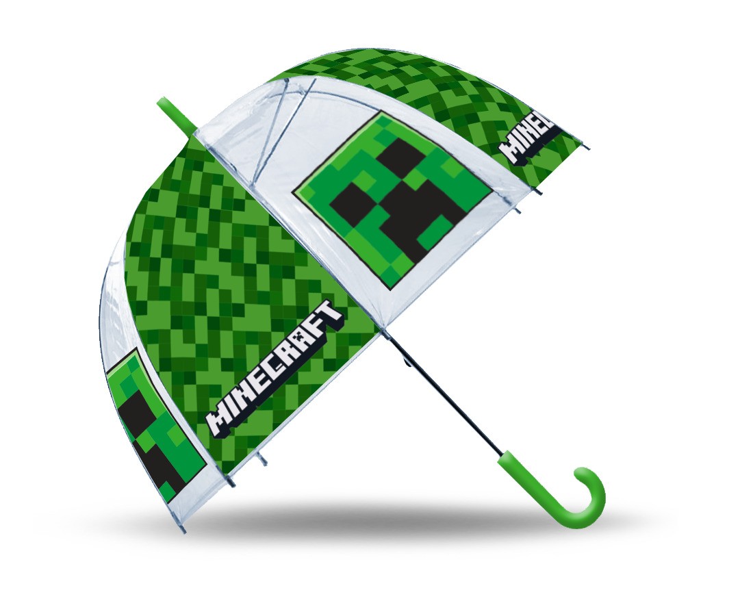 Parasolka przezroczysta manualna Minecraft zielona 