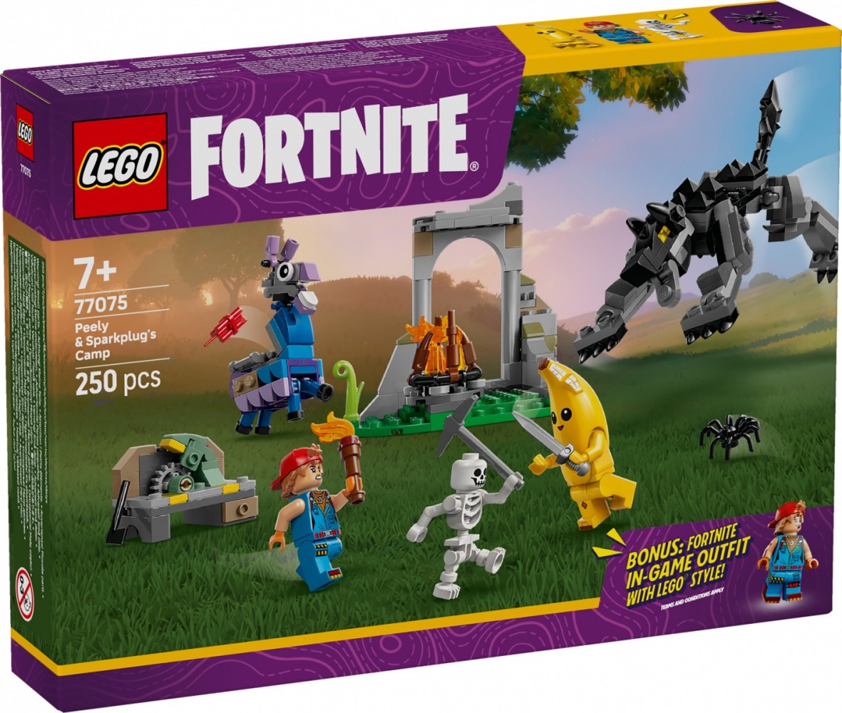 Klocki Fortnite 77075 Skórek i Iskra oraz obóz 