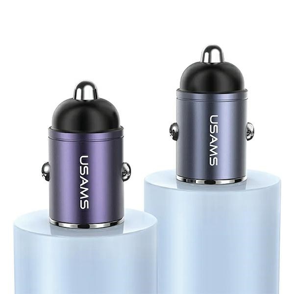 Ładowarka samochodowa 30W 1xUSB+1xUSB-C C38 Fast Charge Stalowa 