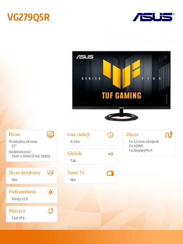 Monitor 27 cali VG279Q5R IPS 2HDMI DP głośniki