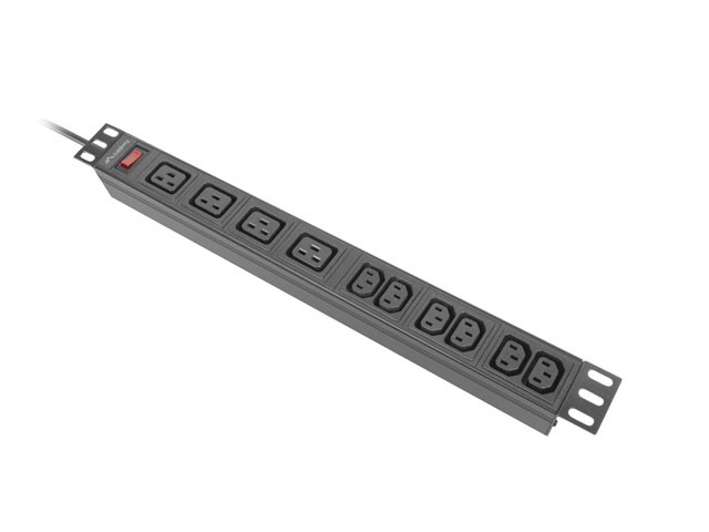 Listwa zasilająca rack PDU 19 cali 1U 16A 2M 4X C19 6X IEC C13 C20 czarna