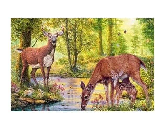 Diamentowa mozaika - Jelenie nad strumieniem