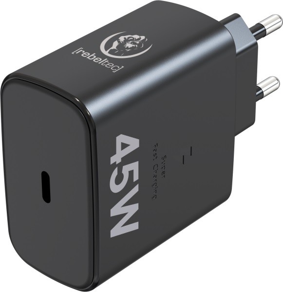 Zasilacz PD45W USB-C uniwersalny do notebooków, smartphonów, tabletów, power banków i innych urządzeń z gniazdem zasilającym USB-C. 