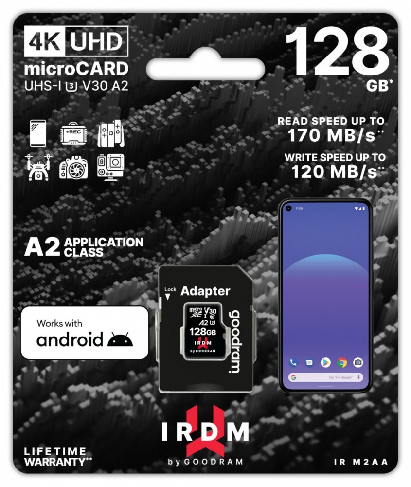Karta pamięci microSD IRDM 128GB UHS-I U3 A2  + adapter