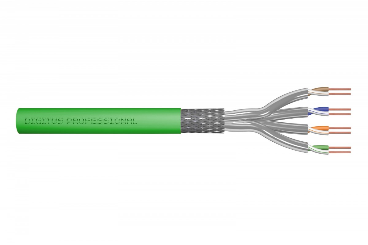 Kabel teleinformatyczny instalacyjny kat.8.2, S/FTP, Dca, AWG 22/1, LSOH, 50m, zielony
