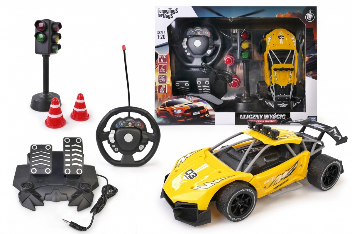 Auto R/C z kierownicą i pedałami 