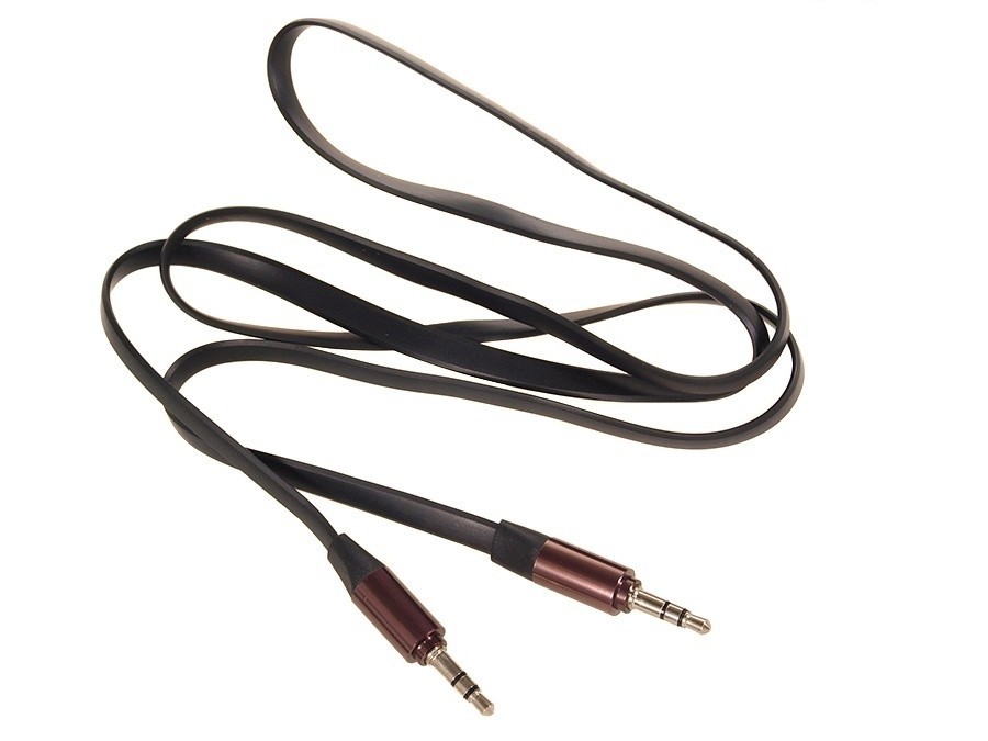 Przewód  jack 3.5mm, płaski 1m, metalowy wtyk, MCTV-694 B Czarny 