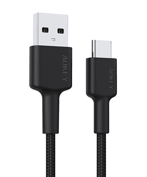 CB-CA2 OEM kabel USB-C - USB-A 2m 60W PD 3A 20V FCP AFC nylonowy oplot czarny