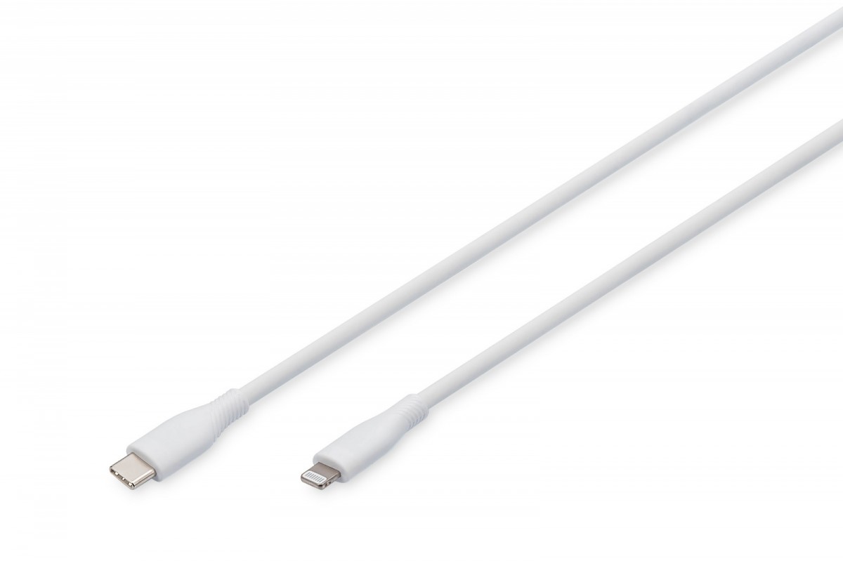 Kabel połączeniowy silikonowy USB-C - Lightning, USB 2.0 60W, certyfikat MFI, 2m Biały